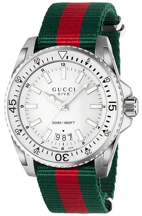 white gucci watch men'|Gucci dive watch white.